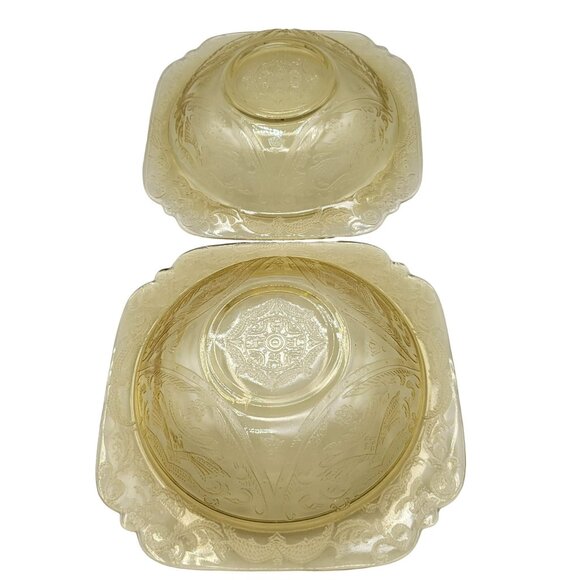 1930's Depression Glass Rim Soup Bowl Federal Madrid Amber Set of Two - Picture 7 of 9